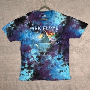 Pink Floyd Dark Side Prism Tie Dye T Shirt Men’s XL Liquid Blue Graphic Band Tee